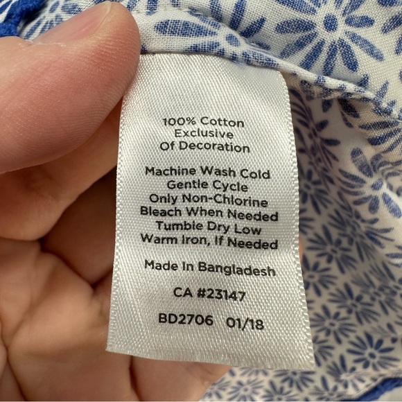 Talbots Blue White Geometric Cotton Tank Tassels Petite Plus Size 3X - Picture 6 of 6